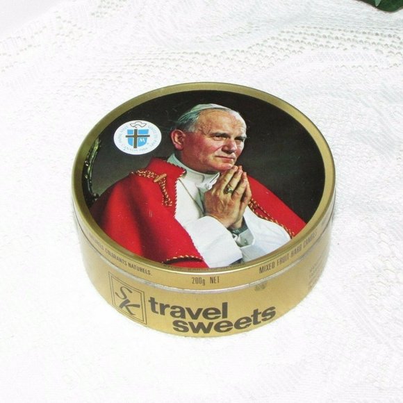 1984 POPE JOHN PAUL II Vintage Candy Tin Papal Visit to Canada 3 3/4" Souvenir - Picture 1 of 9